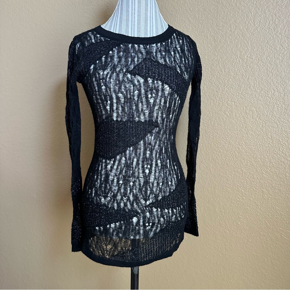 Armani Exchange Black Sweater Open Stitch Y2K Size XS